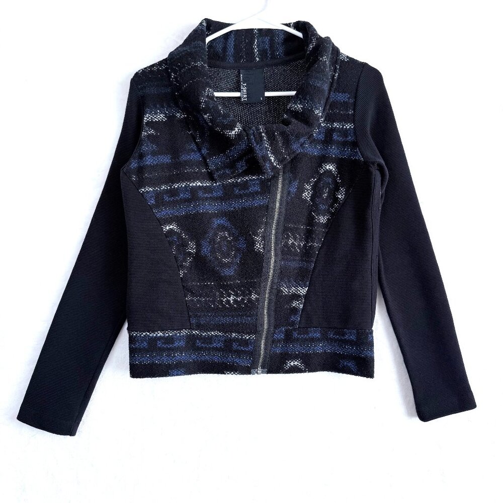 Anthropologie Dolan T Shirt Aztec Asymmetrical Zip Moto Jacket Womens S Black